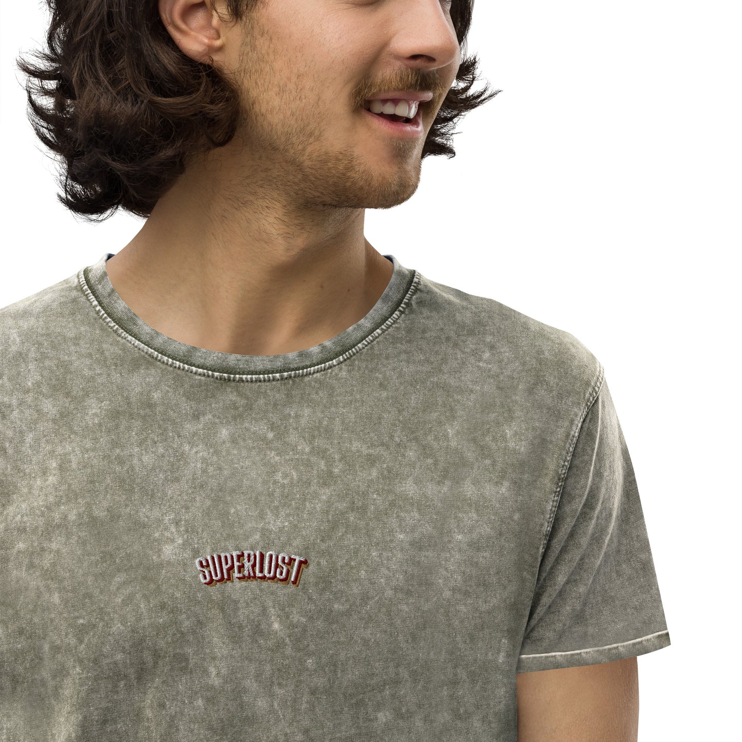 Embroidered Denim T-Shirt